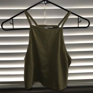 Cropped Olive green halter top